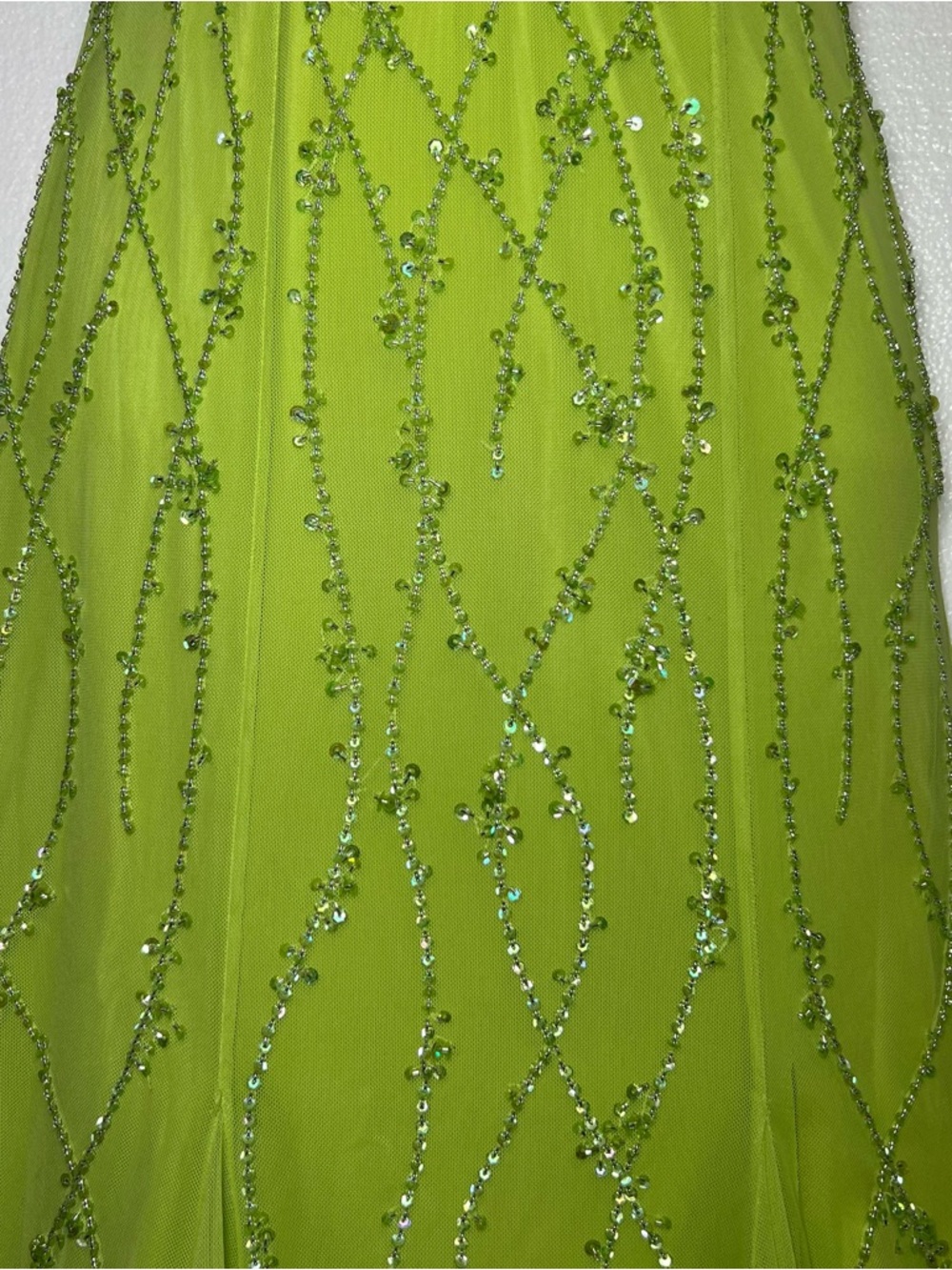 Cache Lime Green Beaded Formal Gown Mermaid Prom Dress Size S great condition - Picture 4 of 10